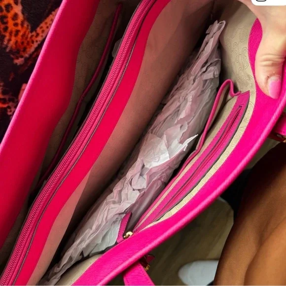 Michael Kors Hot Pink Saffiano Tote with Gold Hardware - Picture 8 of 8